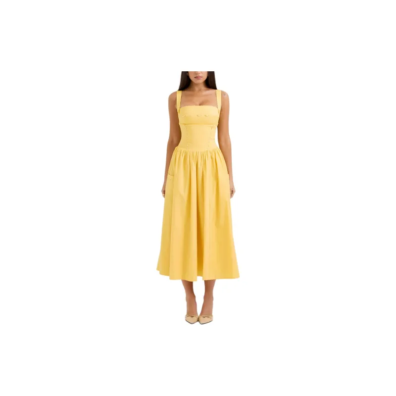 HOUSE OF CB Vivien Slip Dress Women's Apricot/Apricot-3