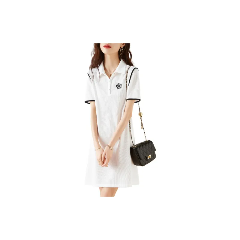 Mo Han Yi Mei Short Sleeved Dress Women's White-3