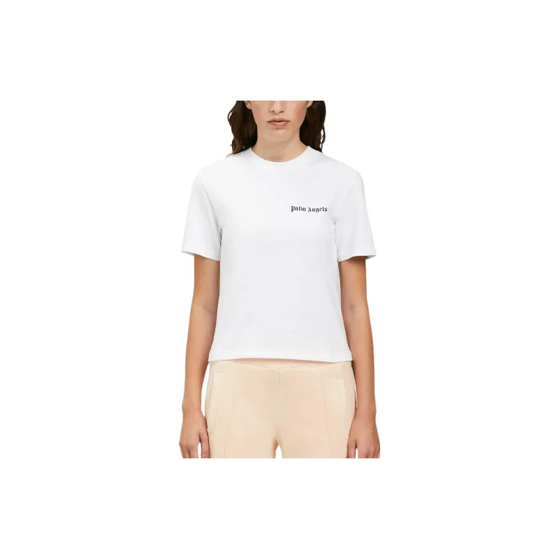 PALM ANGELS Logo Printed Straight Hem T Shirt-1