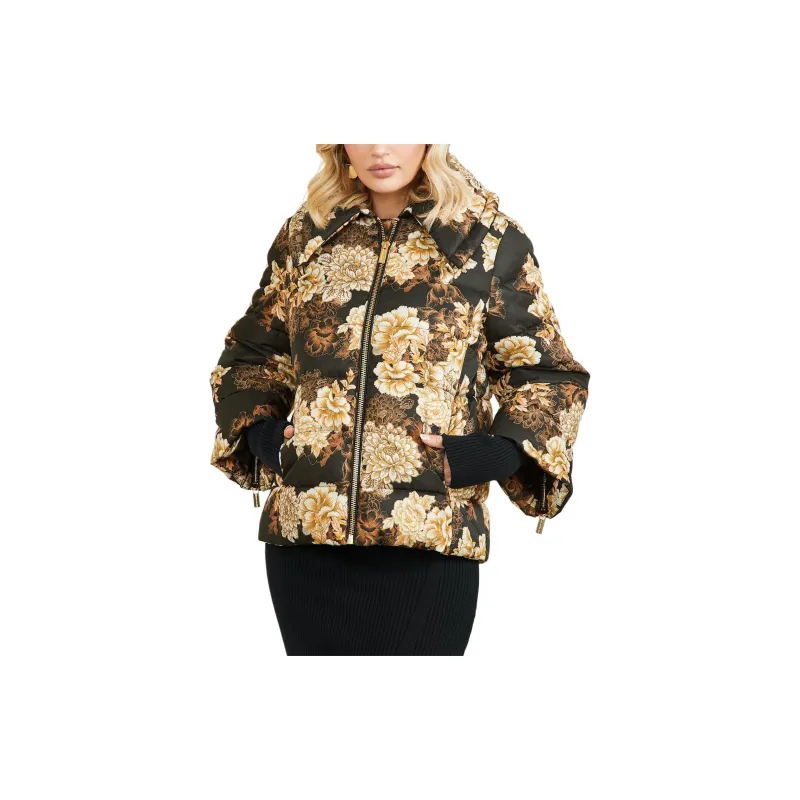 GUESS Sharon Puffer Jacket Jackets Coats Women's Dark Color Floral Print-2