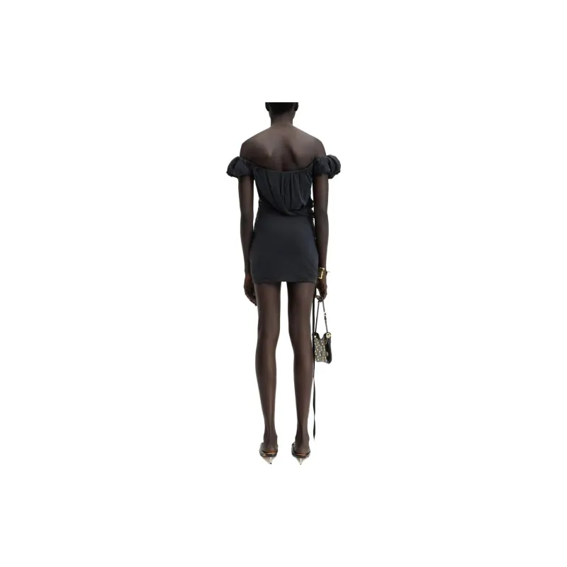 Jacquemus La Robe Ciceri Draped Mini Dress 'Black'-3