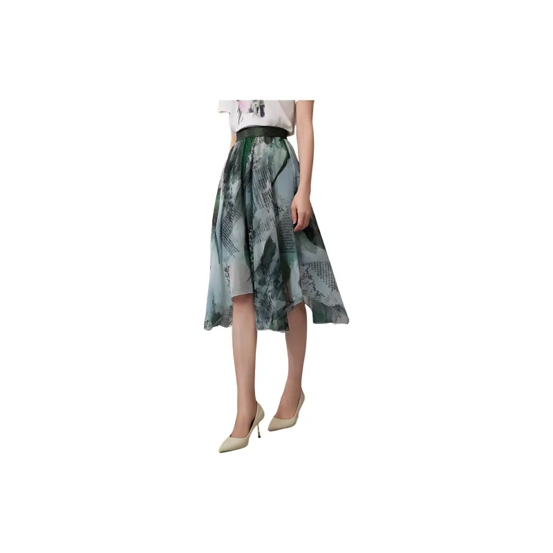 BBLLUUEE Casual Long Skirt Women's Avocado Green-1