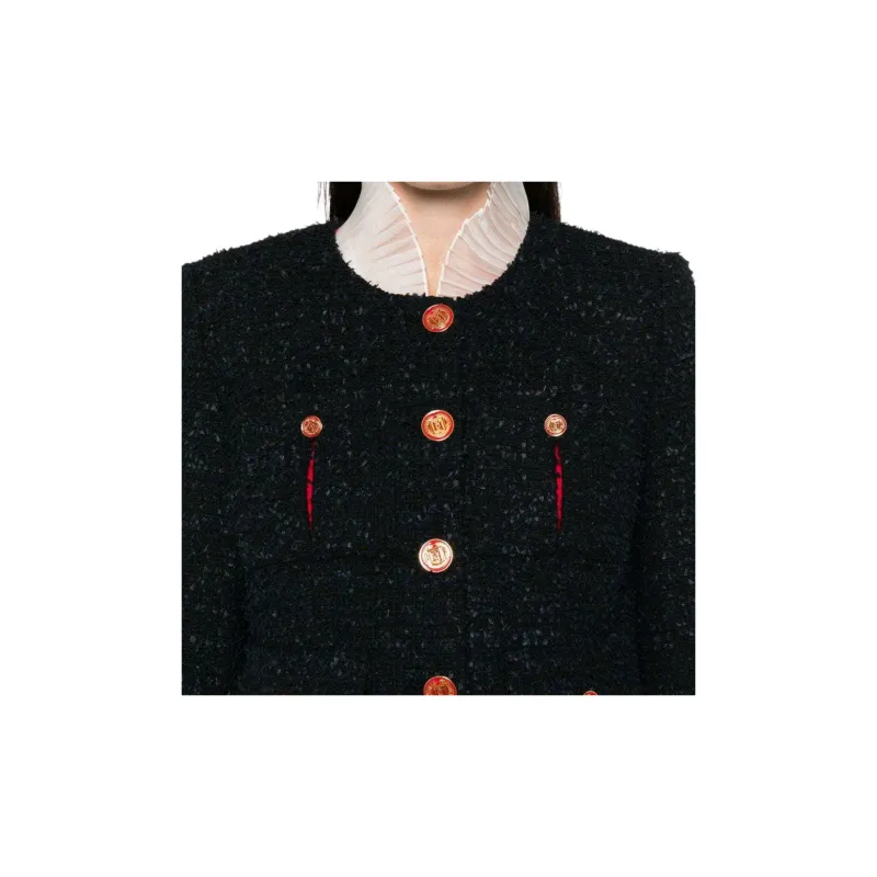 Elisabetta Franchi Crewneck Buttoned Tweed Jacket-4