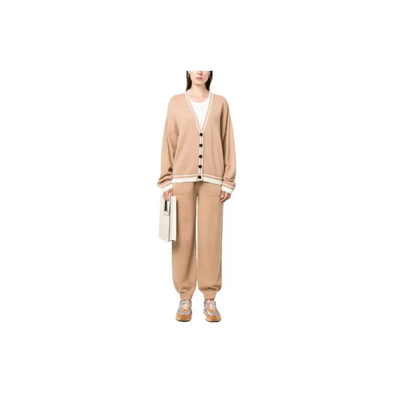 MSGM Knitted Sweatpants Women's Beige-2