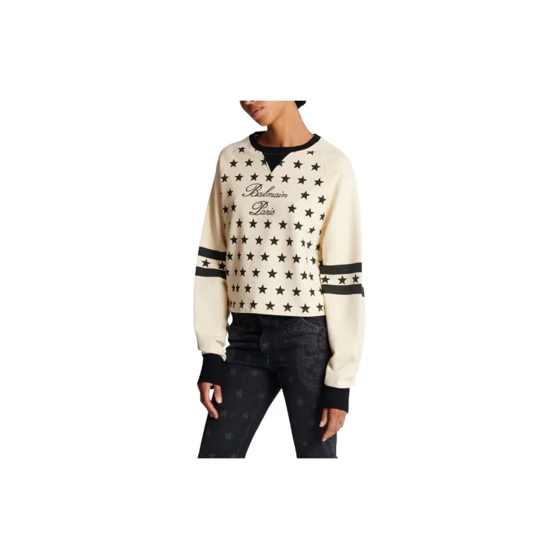 BALMAIN Signature Stars Sweater 'Cream/Black'-2