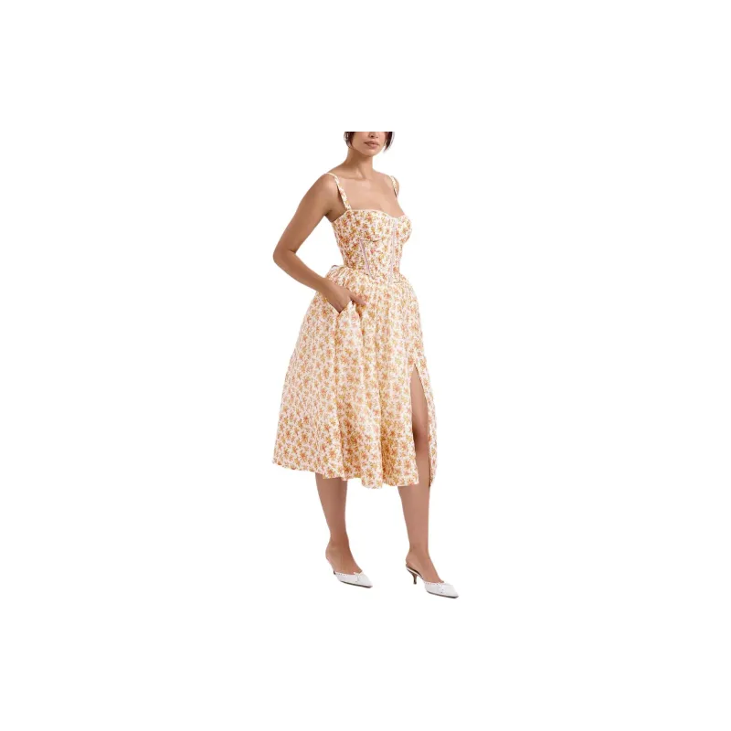HOUSE OF CB Kelly Slip Dress Women's Rose Print-5