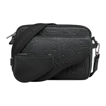 DIOR Cow Leather Shoulder Bag Crossbody Bag Unisex Black