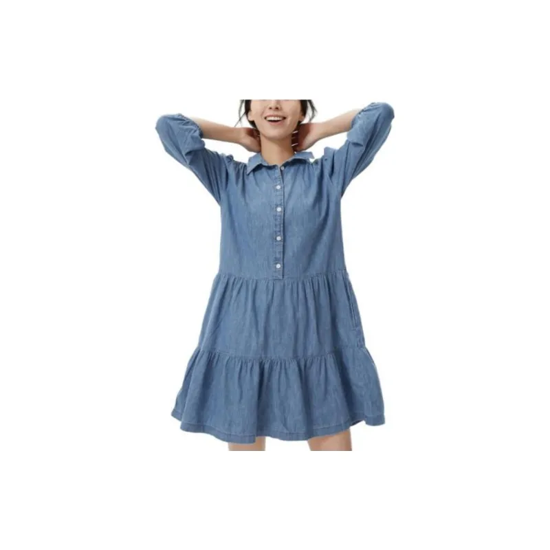 GAP Short-Sleeved Dresses Women's Light Blue-2