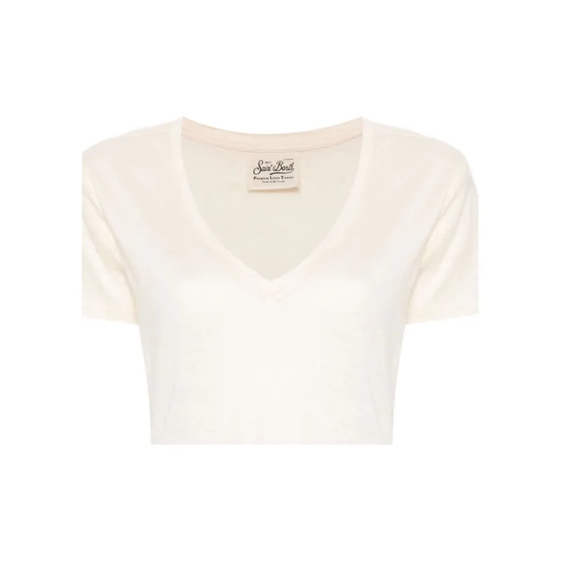 MC2 Saint Barth Eloise Logo Embroidered V Neck T Shirt-5