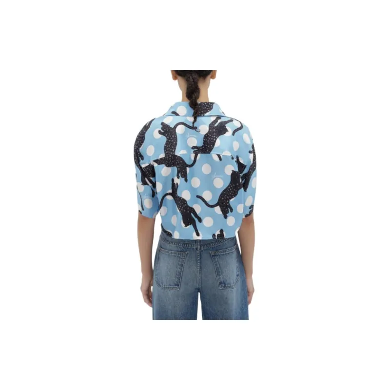 AMIRI Leopard Silk Shirt Women's Blue-1