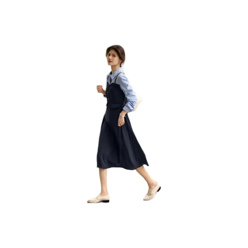 XWI Long Sleeved Dress Women's Navy Blue-1