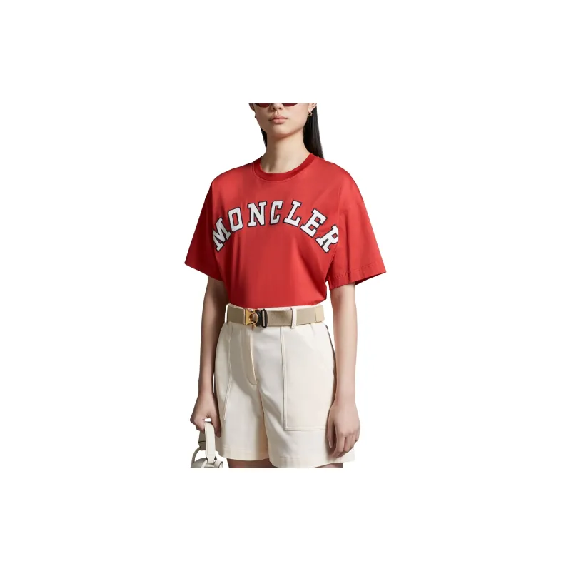 Moncler SS24 Year Of The Dragon Collection Drop Shoulder Sleeve T-Shirt Women's Red-2