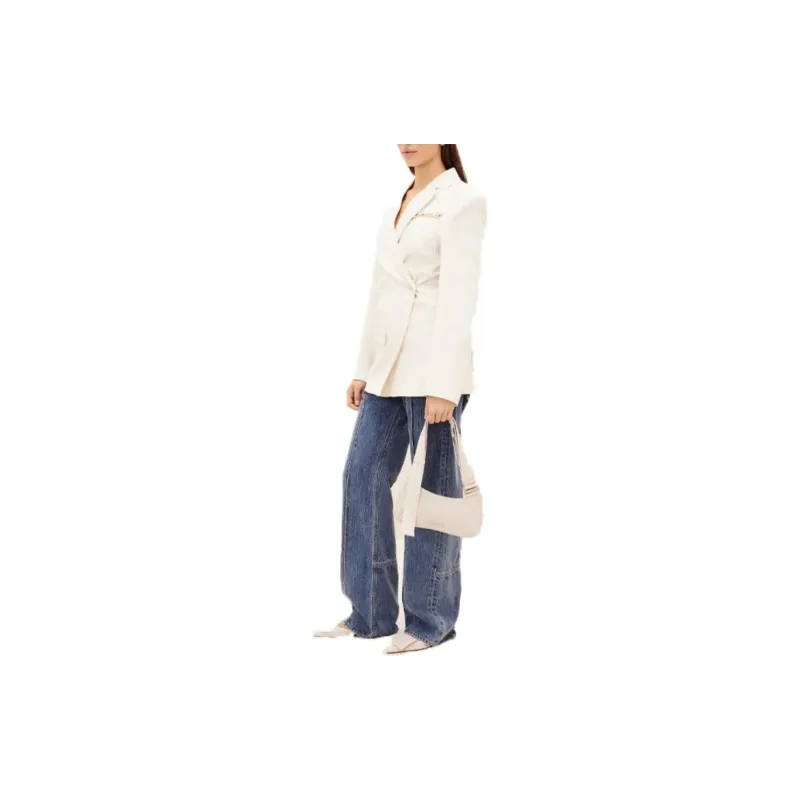 Jacquemus La Veste Tibau Brodee Embroidered Double Breasted Jacket Off White-4