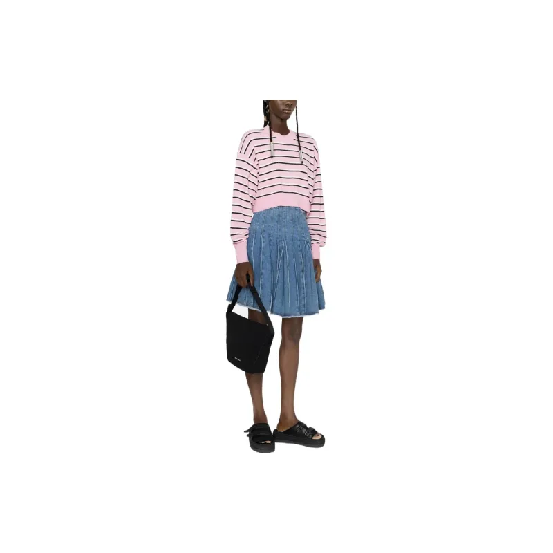 PALM ANGELS Striped Cropped Crewneck Jumper-2