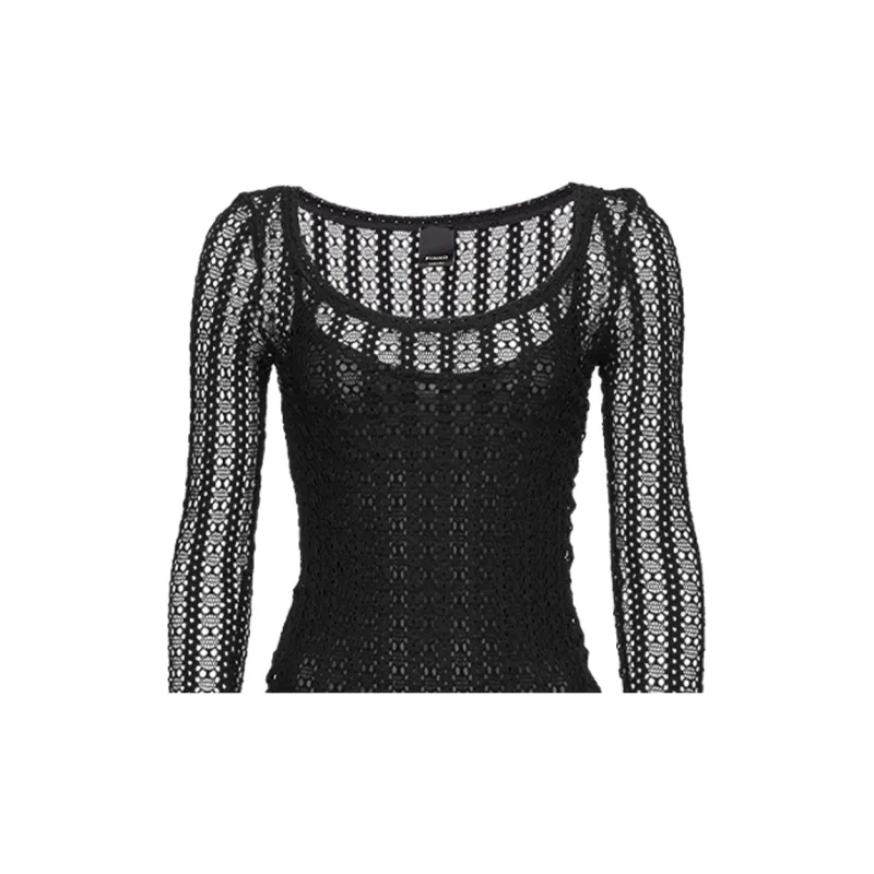 PINKO SS24 Long Sleeved Dress Women's Black-2