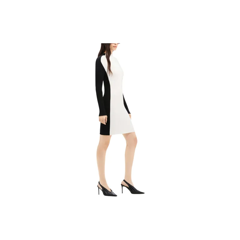 COURREGES Contrast frame Ribbed knit Mini Dress-3