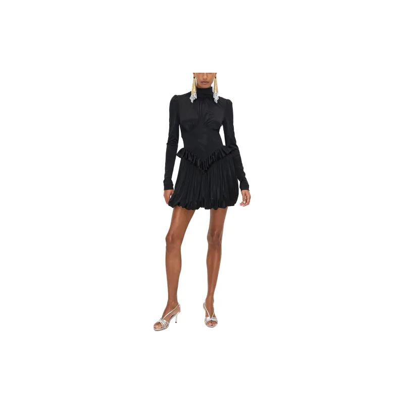 Rabanne H&M Jersey Puff Skirt Dress Black-2