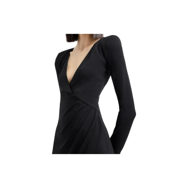 EMPORIO ARMANI Crepe look Stretch Interlock Jersey Dress With Cross over Neckline And Draping-5