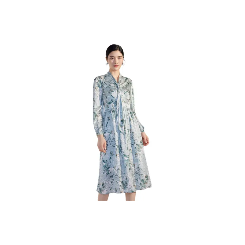 BBLLUUEE Long Sleeved Dress Women's Morning Sky Green-2