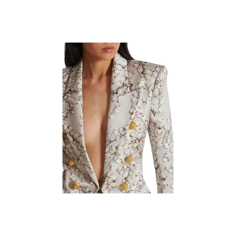 BALMAIN Redcurrant Print 6-Button Satin Jacket-6