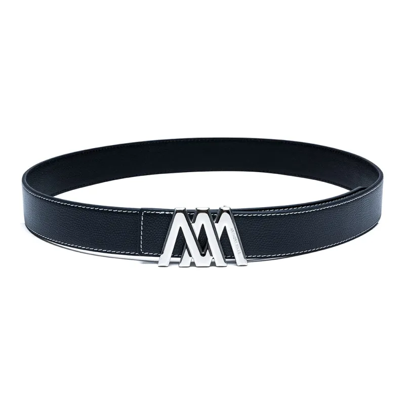 Anthony Miles Top Grain Cow Leather Leather Belts Men's Black 3.4cm-3