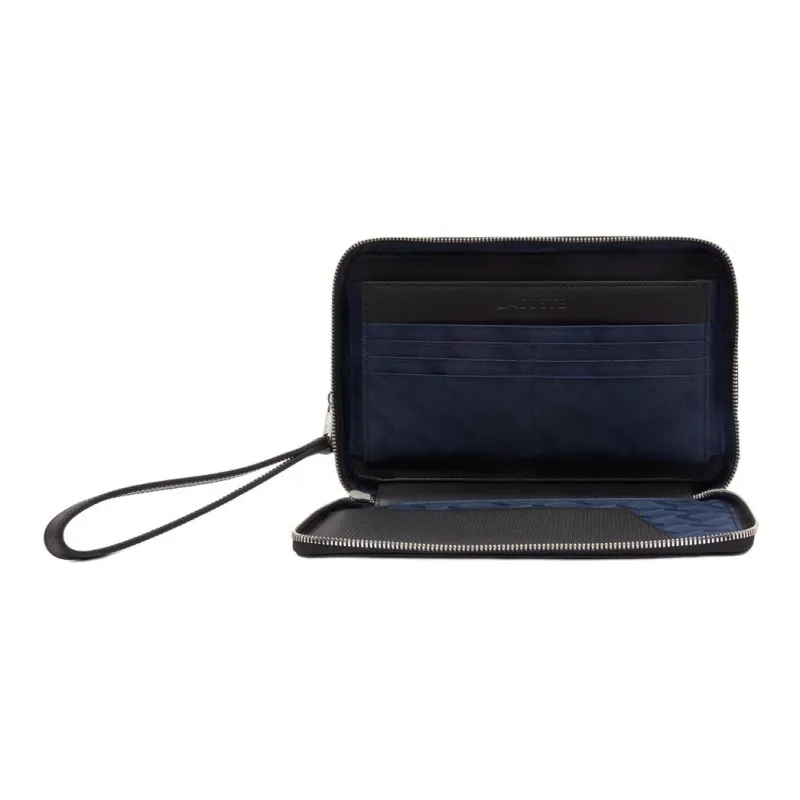LACOSTE Leather Clutch Men's Black-3