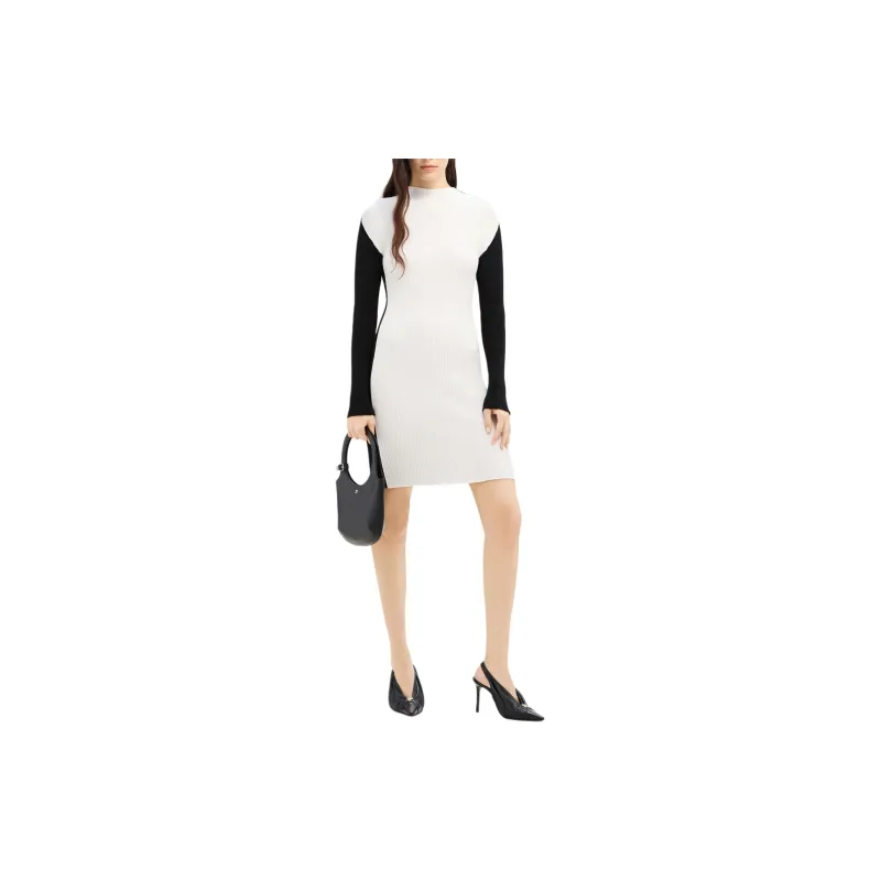 COURREGES Contrast frame Ribbed knit Mini Dress-1