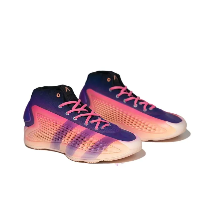 Adidas A.E. 1 Anti Slip Wear Resistant Low Top Basketball Shoes Unisex Blue Pink-3
