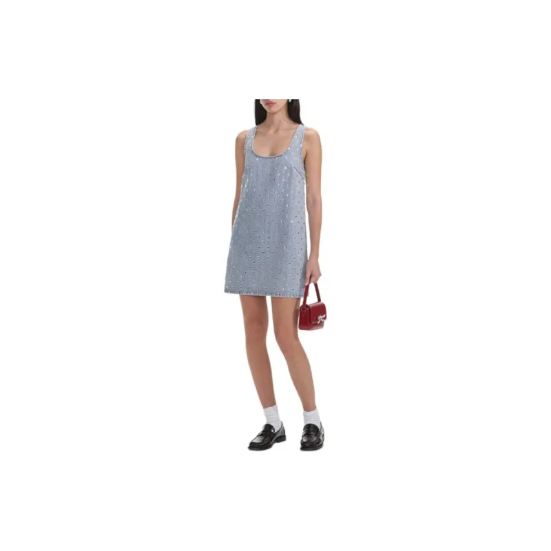 Self portrait Embellished Denim Mini Dress-4