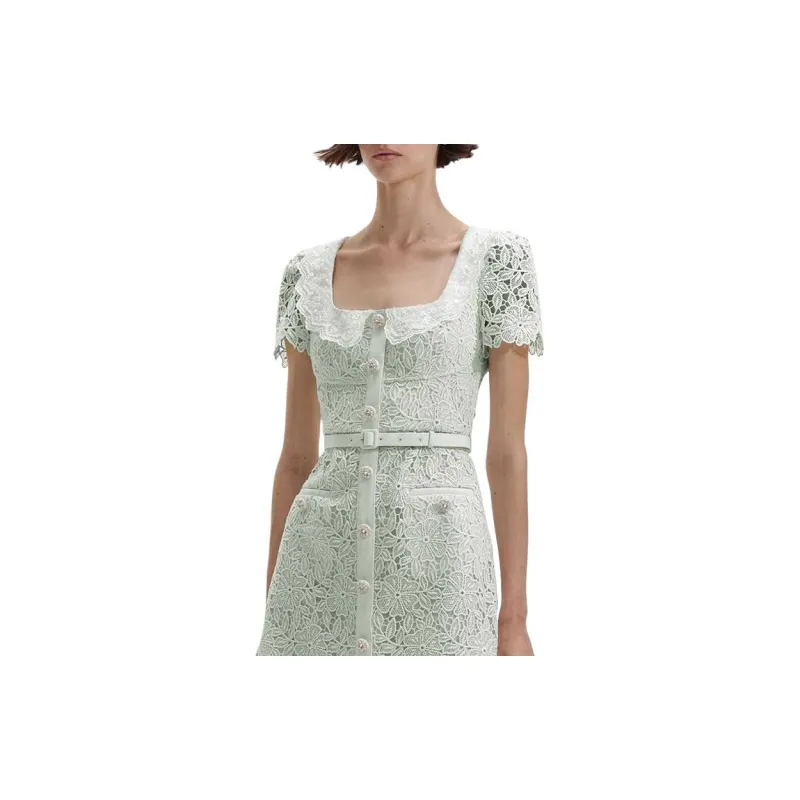 Self portrait Short Sleeved Dresses Women's Mint Green-3
