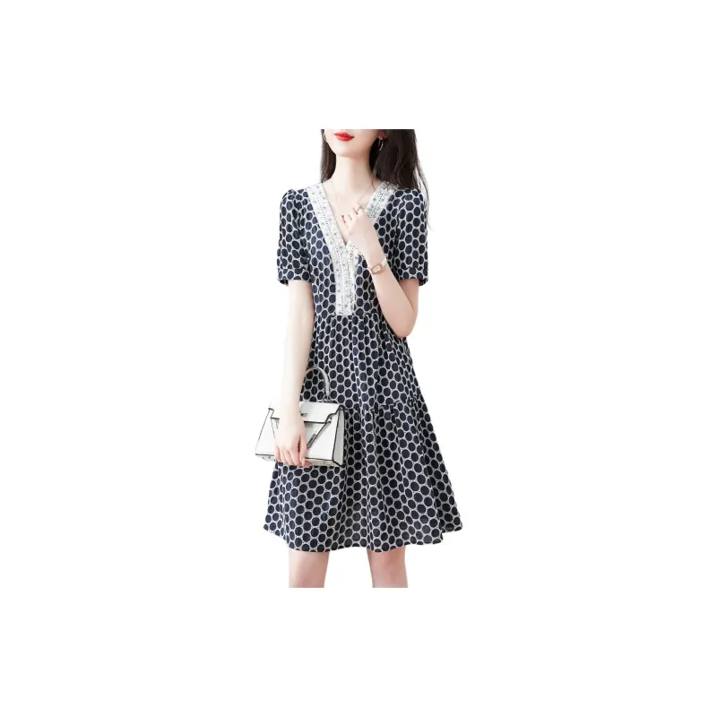 XWI Short Sleeved Dress Women's Navy Blue-2
