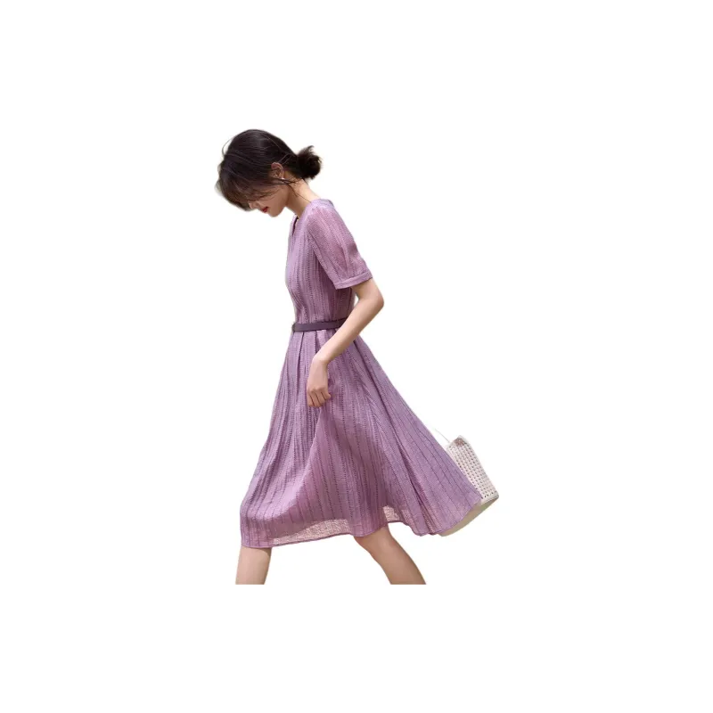 XWI Short Sleeved Dress Women's Dark Purple-2