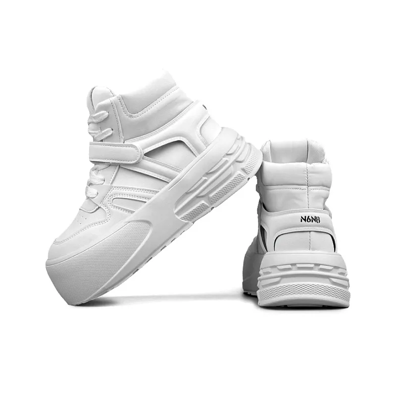 N6N8 Wear Resistant Lightweight Height Increasing High Top Casual Shoes Women's White-2