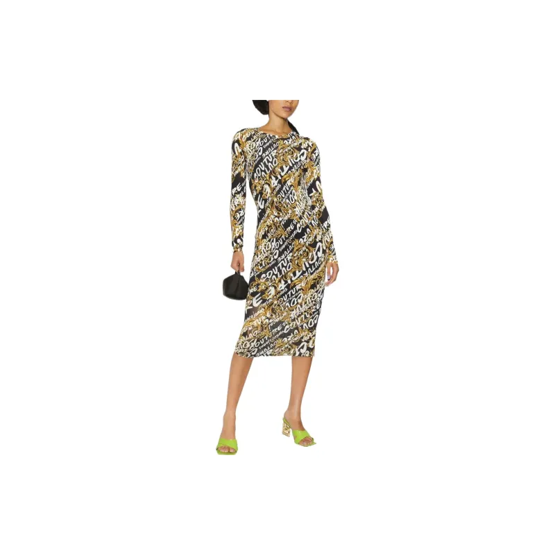 VERSACE Jeans Couture Barocco Logo print Midi Dress-1