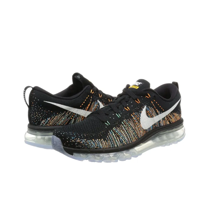 Nike Air Max Flyknit Cushioning Wear-Resistant Low-Top Running Shoes Unisex Black White-2