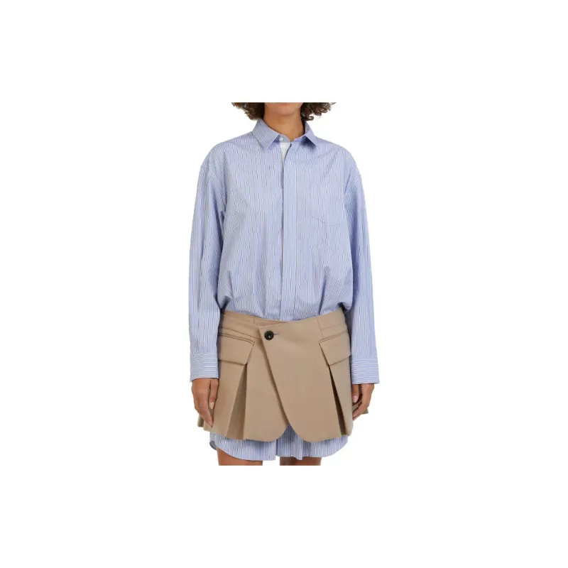 Sacai Striped Skirt-overlay Shirtdress-3