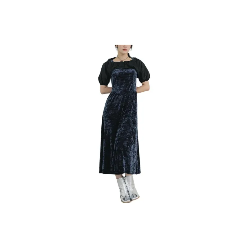 PUBLIC TOKYO Short Sleeved Dresses Women's Marine Blue-4