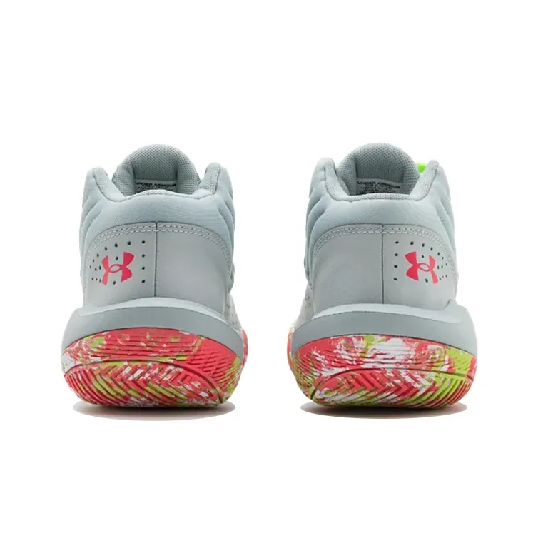 Under Armour Jet '21 Cushioned Slip-Resistant Abrasion-Resistant Mid-Top Performance Basketball Shoes Gray Teenagers-4