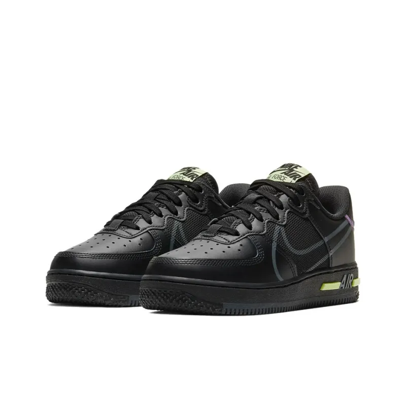Nike Air Force 1 Low React Black Violet Star Barely Volt GS-2