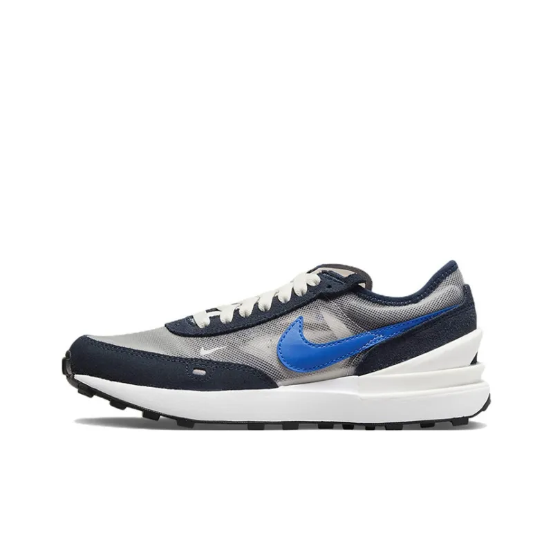 Nike Waffle One Cushioning Anti-Slip And Wear-Resistant Low-Top Kids Lifestyle Shoes Gray Blue Teenagers-0