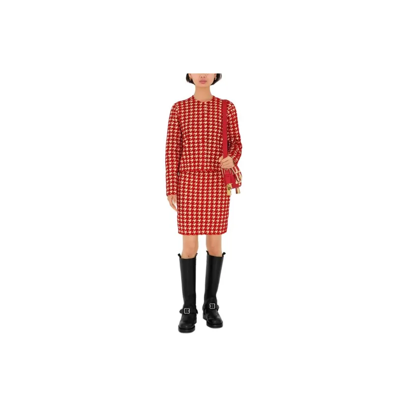 Burberry Houndstooth Pattern Crewneck Buttoned Cardigan-7