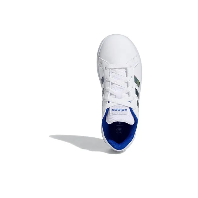 Adidas Neo GRAND COURT K Abrasion Resistant Low Top Kids' Skateboarding Shoes White Green Blue Kids'-4