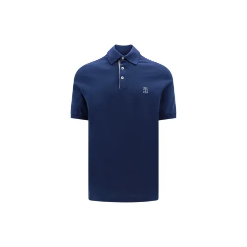 Brunello Cucinelli Polo Shirts Men Blue