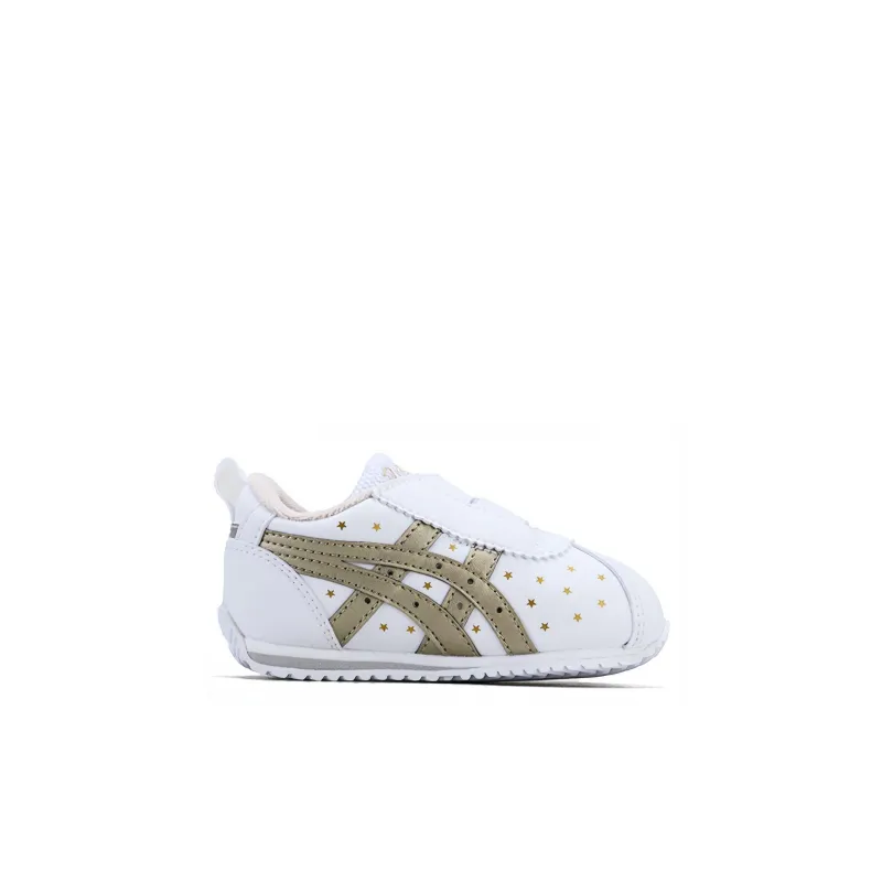 Asics Corsair Mini Anti-Slip And Wear-Resistant Breathable Low-Top Toddler Shoes White Gold Infant And Toddler-1