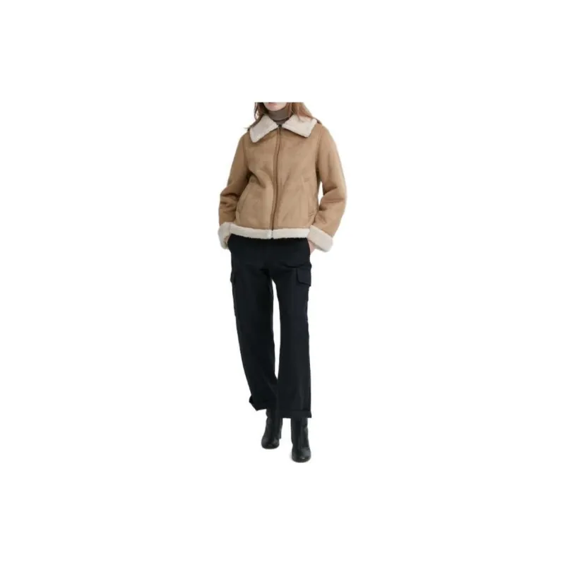 UNIQLO Cropped Coat Women's Dark Beige-1