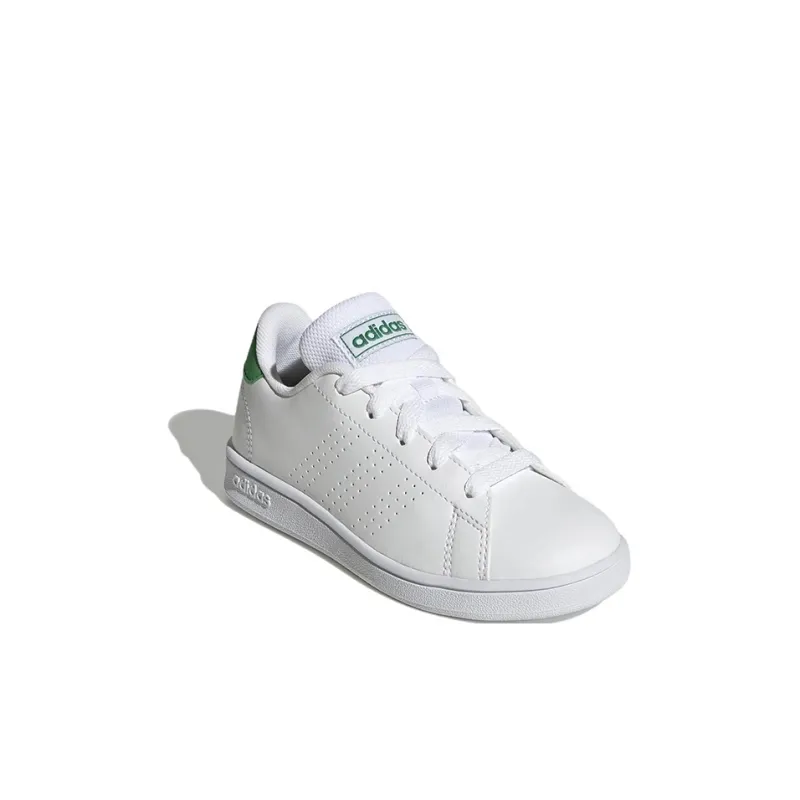 Adidas Neo ADVANTAGE Abrasion Resistant Low Top Kids' Skateboarding Shoes White Green Kids'-2
