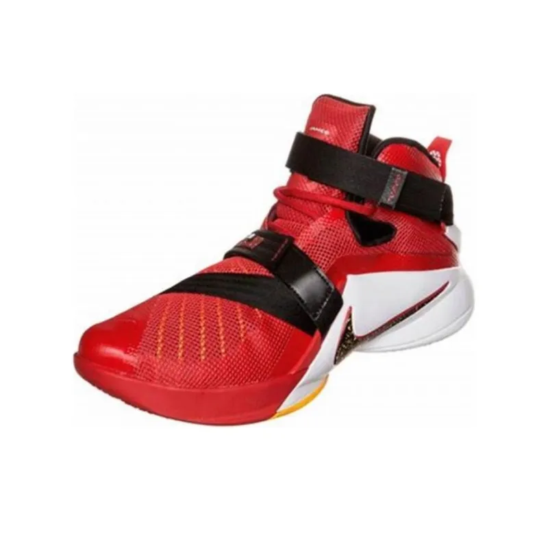 Nike Zoom Soldier 9 LeBron Cushioning Wear-Resistant Mid-Top Children's Basketball Shoes Red Teenagers-2