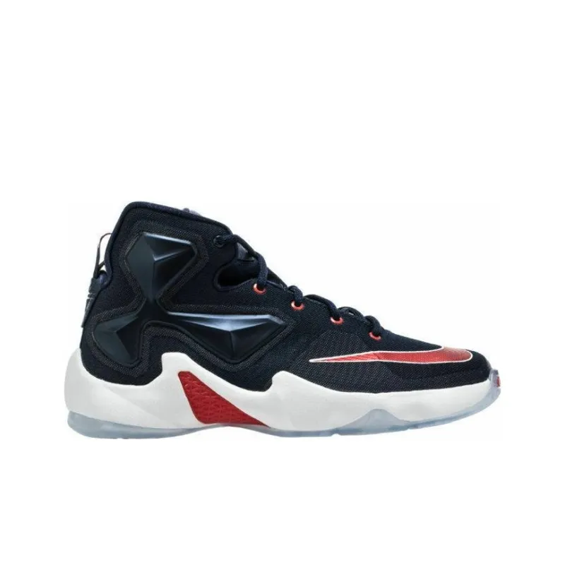 Nike Lebron 13 Non slip Lightweight Mid Top Children's Basketball Shoes Blue Red Teenagers-1
