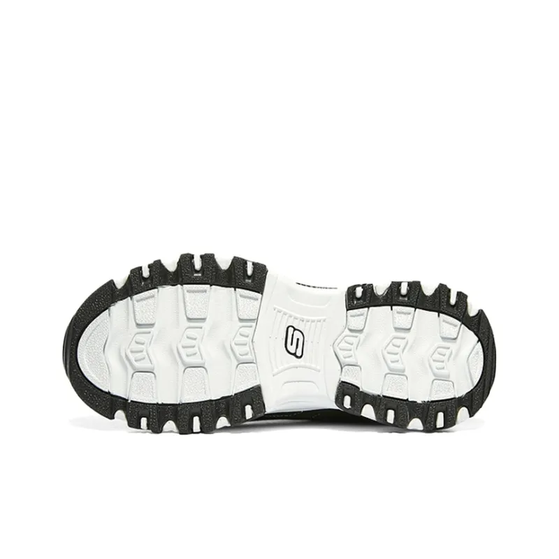 Skechers Girls Anti Slip Wear Resistant Kids Lifestyle Shoes Black White Teenagers-4