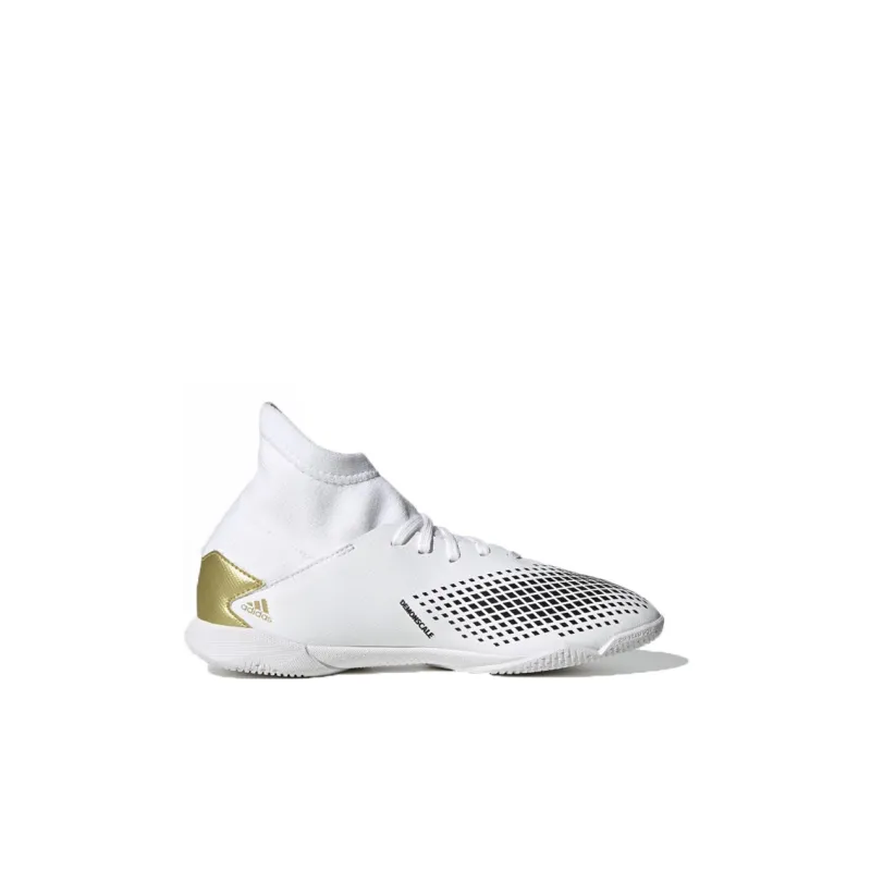 Adidas PREDATOR Series Anti-Slip Wear-Resistant Mid-Top Kids' Soccer Shoes White Gold Kids'-1